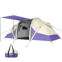 Outsunny Inflatable Tent 2 Bedroom Tunnel Design Windproof Air Tent with Carry Bag for 4 Person(m-10)