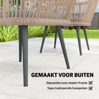 Outsunny Tuinstoel 2-delige set weerbestendig tuinstoelen met armleuning zitkussen metalen frame tot 120 kg draagbaar Lichtgrijs(m-5)