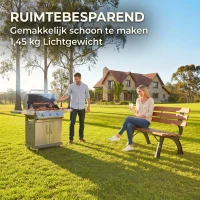 Outsunny Tuinbank voor 2 personen, voor in de tuin en op het terras, gemaakt van gietaluminium en natuurlijk hout, 120 x 57 x 70 cm, bruin(m-6)