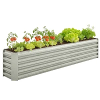 Outsunny Carré potager potager surélevé acier galvanisé barres de soutien et plaques d'angle fond ouvert 240x40x45cm gris argenté(m-11)