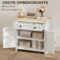 HOMCOM Dressoir keukenkast met lade, dubbele deur, verstelbare legplank, voor woonkamer, 78,5 x 35 x 80 cm Wit(m-4)