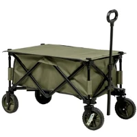 Outsunny Bolderkar, Opvouwbaar, 5 Zijzakken, Verstelbare Handgreep, Tot 120 kg Belastbaar, Staal, 108 x 55 x 93 cm, Groen(m-15)