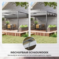 Outsunny Pergola, Robuuste Zonwering voor Tuin, Balkon, Terras, van Metaal en Kunststof, UV- en Waterbestendig, Donkergrijs(m-4)