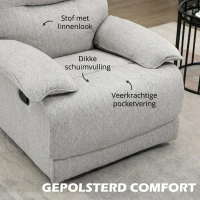 HOMCOM Relaxstoel met Ligfunctie, Voetsteun, tot 160 kg, 89x98x101cm, Lichtgrijs(m-5)