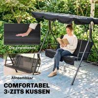 Outsunny 3-zits Hollywoodschommel Tuinligbed Schommelbank, weerbestendig, 172 cm x 110 cm x 153 cm, Zwart(m-7)