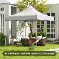 Outsunny Techo de Repuesto para Carpa Plegable de Tela Oxford 3x3 m con Techo Puntiagudo Impermeable y Anti-UV Blanco(m-2)