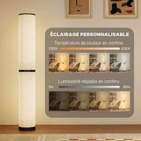 HOMCOM Lampadaire LED, lampadaire sur pied salon à intensité variable, télécommande magnétique, Ø 20 x 135 cm, beige(m-4)