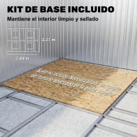 Outsunny Caseta de Jardim Exterior, 12,4 m² 340x386x200 cm Abrigo de Jardim Metálico com Portas Duplas com Fechadura, Kit de Fundação e Ventilação para Armazenamento de Bicicletas, Cor Ocre Escuro(m-6)