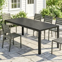 Outsunny Tafel Aluminium WPC eettafel tuintafel tuinmeubel balkon zwart(m-7)