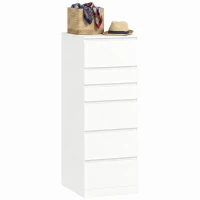HOMCOM Hohe Kommode fürs Schlafzimmer mit klappbarem Spiegel, Weiß(m-7)