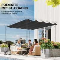 Outsunny vervangend dak 3x2.15m polyester uitschuifbaar voor tuinpaviljoen grijs(m-5)