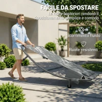 Outsunny Lettino Prendisole Doppio con Baldacchino Rimovibile, Ruote, Cuscini e Tasche, Grigio(m-7)