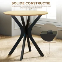 HOMCOM Eettafel Keukentafel Ronde Tafel, Modern Design, 78 cm x 78 cm x 75 cm, Natuurlijk Hout(m-5)