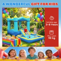 AIYAPLAY Springkasteel Opblaasbaar Speelcentrum met Luchtblazer Glijbaan Trampoline Zwembad/Ballenbak Waterpistool 364x173x182 cm Blauw(m-9)