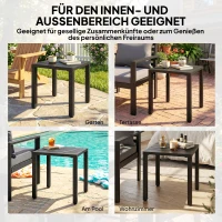 Outsunny Beistelltisch Garten wetterfester Gartentisch mit Lamellendesign, Quadratisch 45 x 45 x 45,5 cm(m-8)