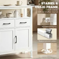 HOMCOM Dressoir met Verstelbare Planken, Buffetkast met Laden, 95 cm, Wit(m-6)