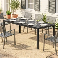 Outsunny Tafel Aluminium WPC eettafel tuintafel tuinmeubel balkon zwart(m-9)