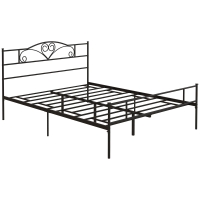 HOMCOM Bett 160 x 200 cm Bettrahmen mit Lattenrost aus Stahl, Unterbettaufbewahrung, Doppelbett, Schwarz