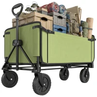 Outsunny Chariot de jardin pliable 130 L chariot de transport sac amovible poignée télescopique rotative 90 x 50 x 60 cm noir(m-11)