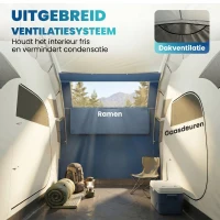 Outsunny Opblaasbare Tent voor 4 Personen – Snel op te zetten Outdoor Camping Tent met 2 Slaapkamers, Meshramen en Luifel(m-6)