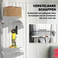 Outsunny Tuinschuur, outdoor berging van golfplaatstaal, wandontwerp, verstelbare planken, afsluitbare deur Donkergrijs(m-5)