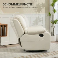 HOMCOM Relaxstoel, verstelbare leuning & voetsteun, draaibaar, tot 150 kg, stalen frame, 93x100x98cm, Crèmewit(m-5)
