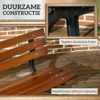 Outsunny Tuinbank voor 2 personen, voor in de tuin en op het terras, gemaakt van gietaluminium en natuurlijk hout, 120 x 57 x 70 cm, bruin(m-5)