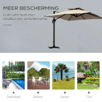 Outsunny Zweefparasol 2.94x2.94, Aluminium, Khaki(m-7)
