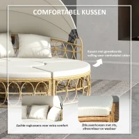 Outsunny Loungeset met uitschuifbaar dak, 4-delig, inclusief 5 kussens, rattanlook, 178B x 85T x 66,5H cm, beige(m-6)