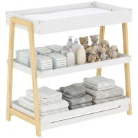 AIYAPLAY Baby Changing Table with 2 Storage Shelves, Nursery Diaper Changing Unit with Waterproof Changing Mat, White(m-10)