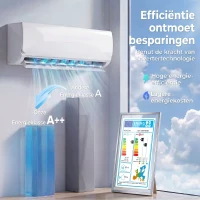 HOMCOM 9000 BTU mini-split airco & warmtepomp, WiFi-compatibele inverter-airco met installatieset(m-4)