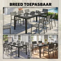 Outsunny Tafel Aluminium WPC eettafel tuintafel tuinmeubel balkon zwart(m-6)