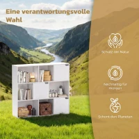 HOMCOM Bücherregal, 9 Fächern, 3 Türen, 6 offene Regale, für Wohnzimmer, Schlafzimmer, Spanplatte, Weiß(m-7)