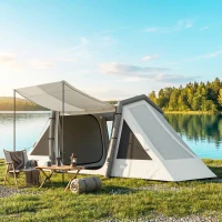 Outsunny Opblaasbare Tent 6 Personen Snelle Opbouw Outdoor Tent voor Kamperen met 2 Slaapkamers Veranda Ramen(m-8)