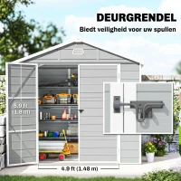 Outsunny Tuinschuur, 4,1m², tuinhuis met zadeldak, 240 x 190 x 180/228 cm(m-7)