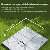 Outsunny vervangend dak 3x2.15m polyester uitschuifbaar voor tuinpaviljoen grijs(m-4)