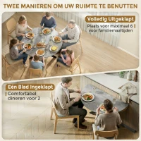 HOMCOM Inklapbare eettafel voor 2-6 personen, ronde tafel met dubbel X-stalen frame, dik tafelblad, cementgrijs(m-5)