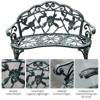 Outsunny Tweedezits Tuinbank 100 cm, Antiek Groen voor Tuin Comfort voor Gezins en Rustbank(m-5)