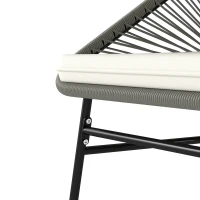 Outsunny 3-Delig Outdoor Meubelset, 1 Tafel, 2 Stoelen, Rotan Vlecht, Stalen Frame, Koffietafel Met Glazen Blad, Donkergrijs(m-13)