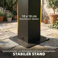 Outsunny Pergola 3x3 m Aluminium Terrassenüberdachung mit LED-Beleuchtung Fernbedienung verstellbar Lamellendach(m-6)
