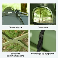 Outsunny Campingbedje met Matras Hoge Slaap Draagbaar, Groen(m-8)