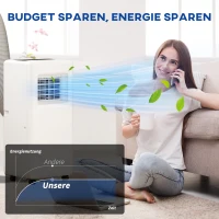 HOMCOM Mobile Klimaanlage, verschiedene Einstellungen, LED-Display, Timer, Räder, Weiß(m-9)