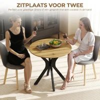HOMCOM Eettafel Keukentafel Ronde Tafel, Modern Design, 78 cm x 78 cm x 75 cm, Natuurlijk Hout(m-4)
