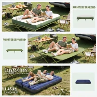 Outsunny Campingbedje met Matras Hoge Slaap Draagbaar, Groen(m-5)