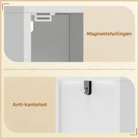 HOMCOM Badkamerkast smalle hoge kast met lade, gebogen deuren, open vak, verstelbare plank, 20x20x185 cm, Wit(m-7)