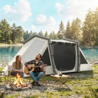 Outsunny Opblaasbare Tent 6 Personen Snelle Opbouw Outdoor Tent voor Kamperen met 2 Slaapkamers Veranda Ramen(m-9)