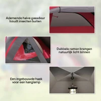 Outsunny Lichtgewicht en Stabiele Campingtent voor 3 Personen, Waterdicht UV 50+ met Voortent, Deur, Ramen, Grondzeil - Grijs(m-7)