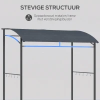 Outsunny Grillpaviljoen, Grillafdak, Regenbescherming, Haken voor Keukengerei, Stalen frame, grijs, 215 x 150 x 174/220 cm(m-6)