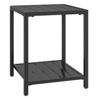 Outsunny Beistelltisch 45 x 45 cm wetterfest Gartentisch mit Lamellendesign Ablage verstellbaren Füßen 30kg Belastbar