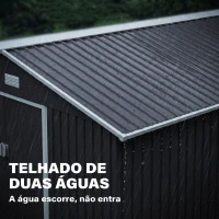 Outsunny Abrigo de Jardim Metálico para Armazenamento de Ferramentas com Base de Reforço Incluída e 4 Janelas 277x322x192 cm Cinza Escuro(m-7)